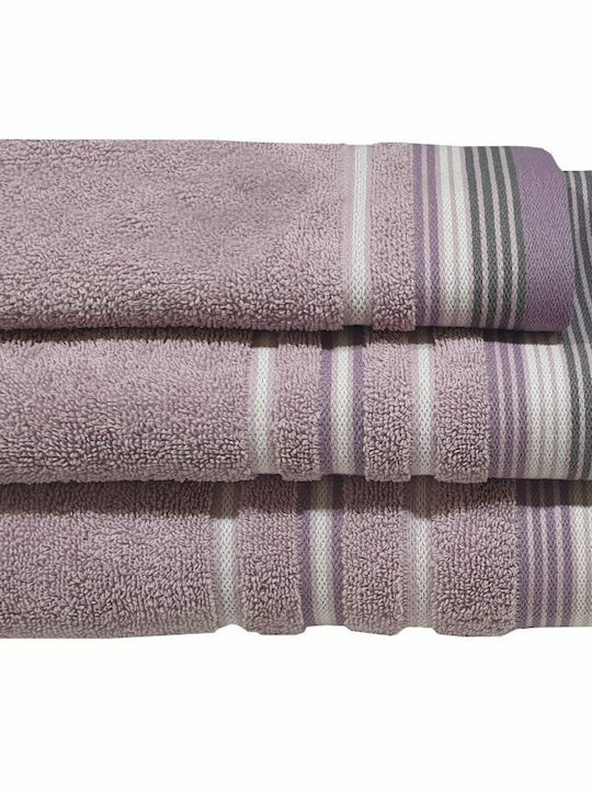 Le Blanc Hand Towel Satin Stripe 30x50cm Lilac Weight 500gr/m²
