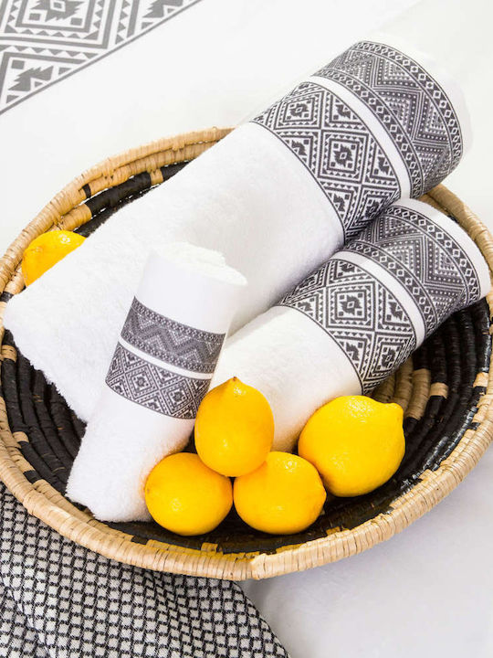 Borea Bath Towel Set 2pcs 53403 Grey / White Weight 450gr/m²