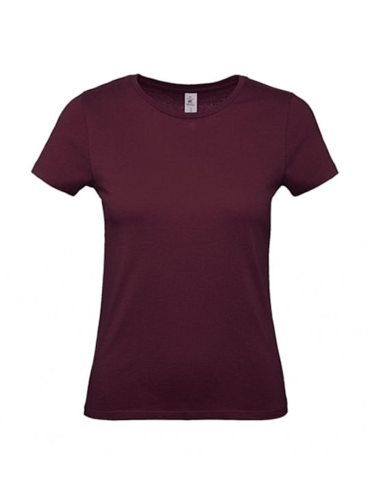 B&C E150 Γυναικείο Διαφημιστικό T-shirt Κοντομάνικο Burgundy