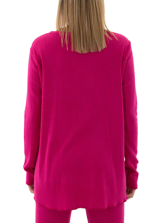 MY T Women's Long Sleeve Sweater Fuchsia