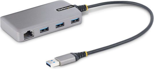 StarTech USB 3.0 Hub 3 Θυρών με σύνδεση USB-A / Ethernet Γκρι