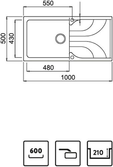 Elleci Ego 480 Granitek Drop-In Μ100xΠ50см Avena Elleci Ego 480 Granitek Drop-In Μ100xΠ50см Avena