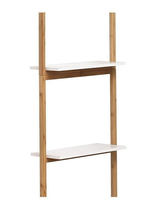 Aria Trade 210 Bambou Blanc Floor Bathroom Shelf Wooden with 5 Shelves 40x20x180cm