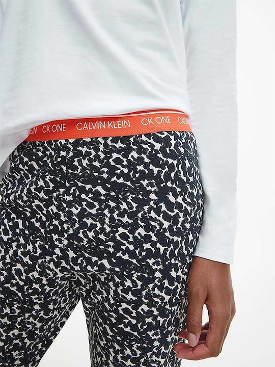 Calvin Klein Χειμερινό Γυναικείο Σετ Πιτζάμας Λευκό Ck One