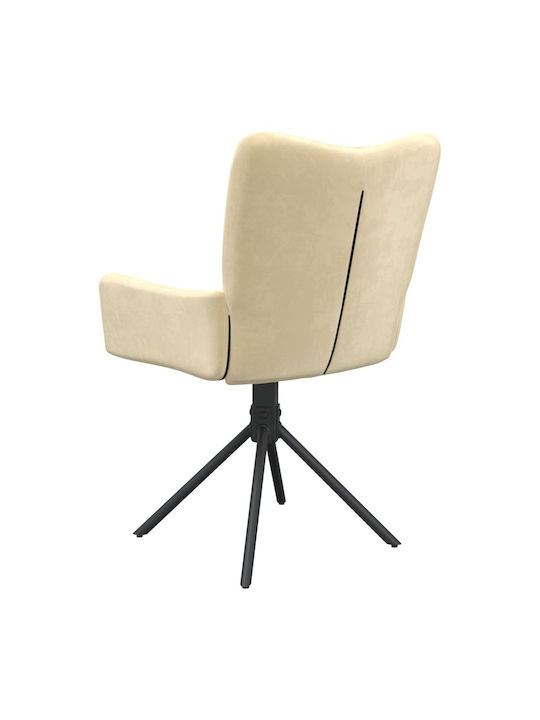 Dining Room Velvet Armchair Cream 55x56x85.5cm 2pcs
