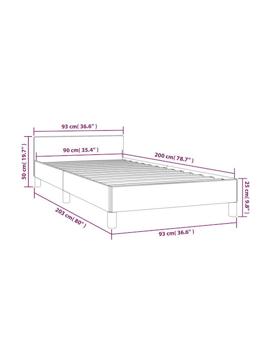 Single Upholstered Bed with Fabric Pink for Mattress 90x200cm