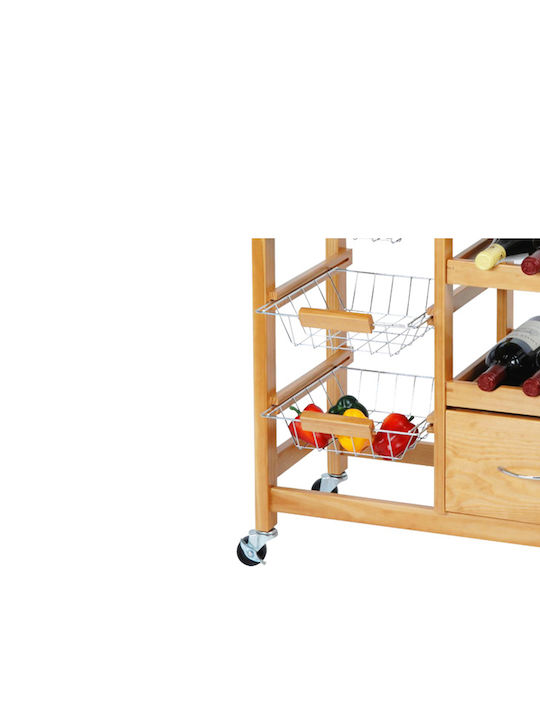 Excellent Houseware Troler De Bucătărie Din Lemn Cu 4 Locuri Maro 66x36x84cm
