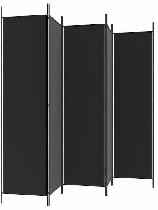 vidaXL Dekorativer Raumteiler Stoff mit 6 Paneelen Black 300x200cm