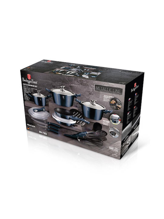 Berlinger Haus Metallic Line Cookware Set of Aluminum with Stone Coating Aquamarine Edition 22pcs