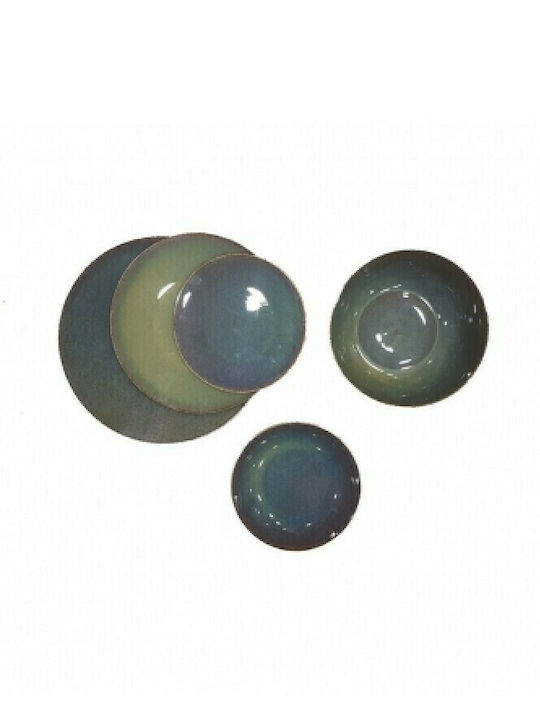 Cryspo Trio Emerald Green Glossy Porcelain Dinnerware Set 47.200.40 20pcs