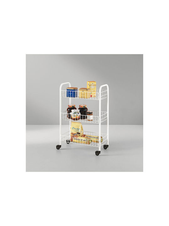 Metaltex Siena Kitchen Trolley Metallic 3-Tier White 41x23x63cm