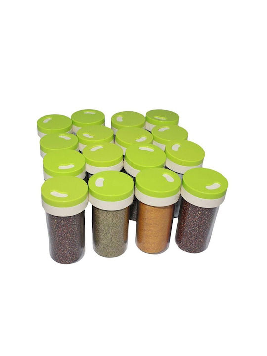 Plastic Tabletop Rotating Spice Rack Green 16pcs