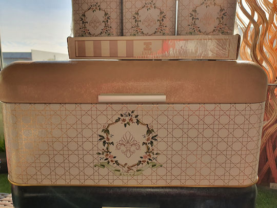 Sidirela Vintage Rose Ψωμιέρα με Καπάκι Μεταλλική 37x21x16cm
