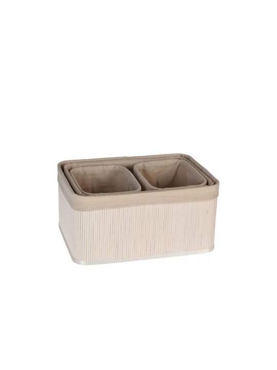 Bamboo Storage Basket White 4pcs