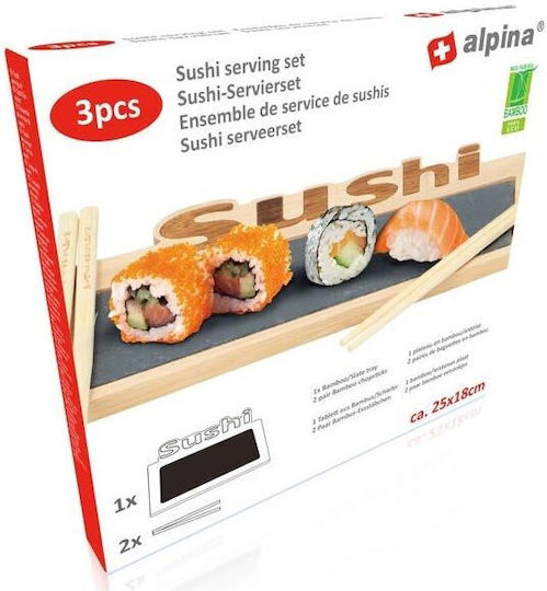 Alpina Appliances Πλατώ Σερβιρίσματος για Σούσι Ξύλινο 25x18x2εκ. 3τμχ
