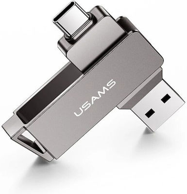 Usams ZB200 64ГБ USB 3.0 Стик с връзка USB-A & USB-C Черно