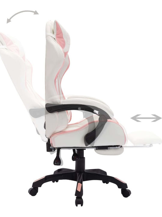 vidaXL 288014 Καρέκλα Gaming Δερματίνης με RGB Φωτισμό και Υποπόδιο Pink/White