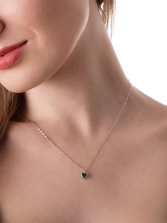 Oxzen Halskette mit Design Herz aus Silber mit Zirkon
