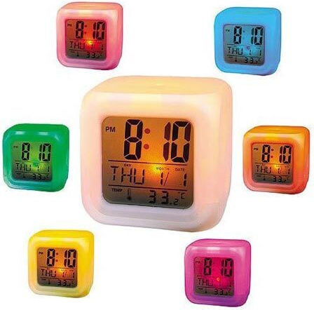 Tabletop Digital Clock LED With Alarm Clock White 01111