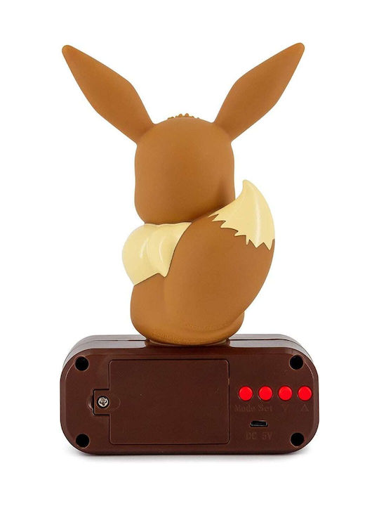 Teknofun Pokemon Eevee Digital Tabletop Clock LED Plastic with Alarm Clock Brown BOTI37796