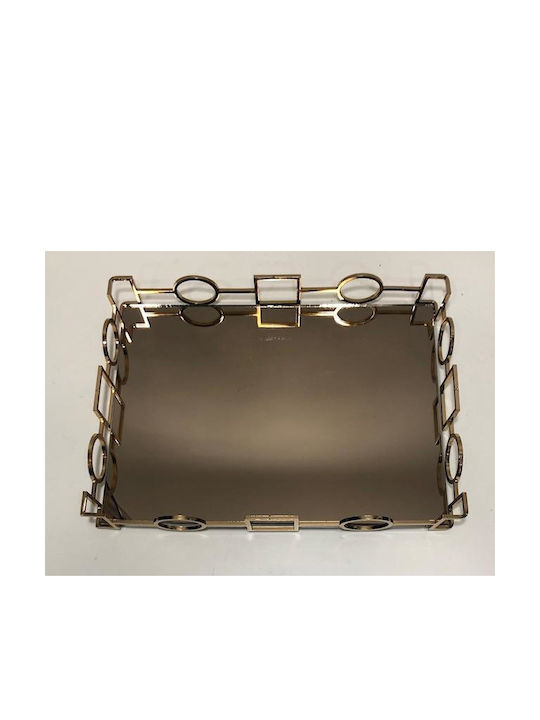 METAL PLATE GOLD COLORED WITH MIRROR WITH MIRROR FILLINGS 38,5X28,5X6CM