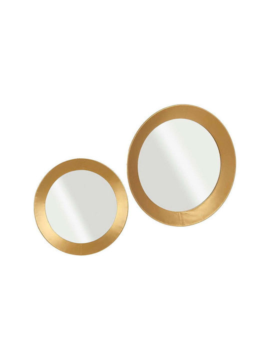 Wall Mirror with Gold Metallic Frame Diameter 80cm 1pcs