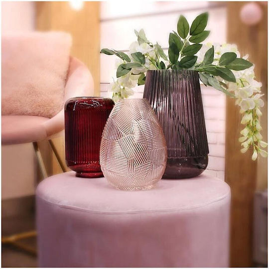 Dekorative Vase Glas Rosa Φ16,5xΥ21,5cm