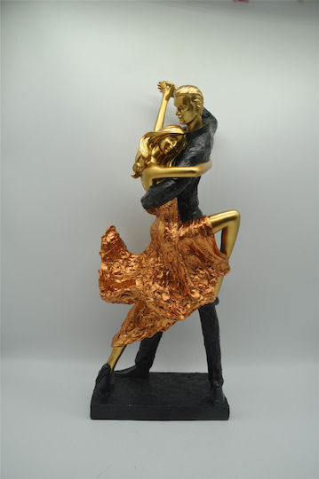 Karvounis Decorativ Statuetă din Polirășină Pereche de dansatori în Gold/Black/Orange 15.5x12x38cm 1buc