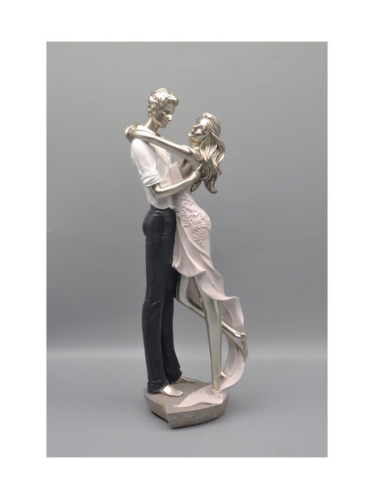 Karvounis Decorative Statuette Polyresin Couple in Ecru/Silver 11x9x33cm 1pcs