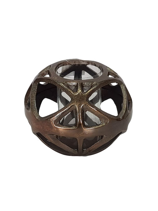 Καρβούνης Candle Holder suitable for Tealights Metal Bronze 20x20x14cm 1pcs