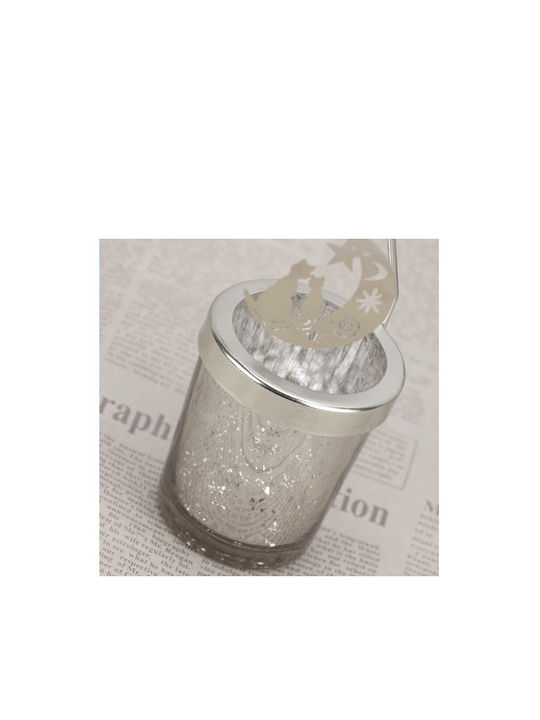 Aria Trade Candle Holder Plastic in Silver Color Rotating 6x6x16cm 1pcs