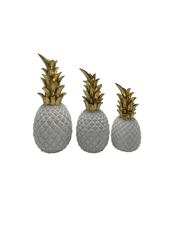 Karvounis Decorative Pineapple made of Polyresin Gold / White 22252-20WHITE 8.5x8.5x20cm 1pcs