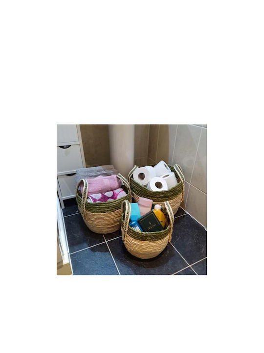 Set dekorative Körbe mit Griffen Beige and Green 3Stück