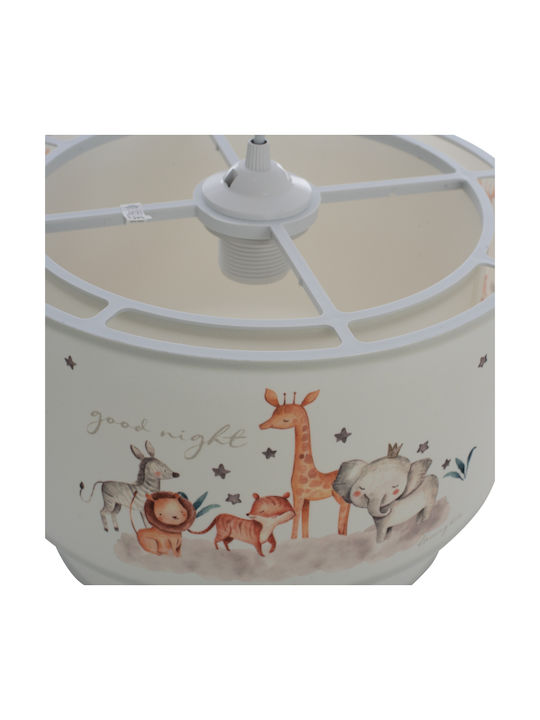 HomeMarkt Kids Fabric Single Ceiling Light E27 Baloo White 60W 30x20cm