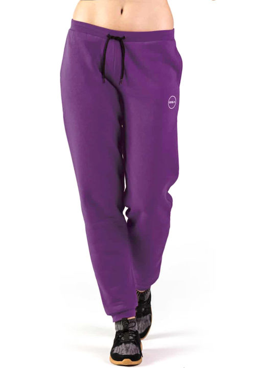 Supercotton Jogger Purple Women's Sweatpants with Elastic High Waist