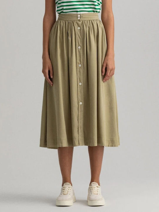 High-waisted Midi Skirt Khaki