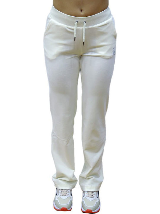 Sweatpants Flared Velvet White