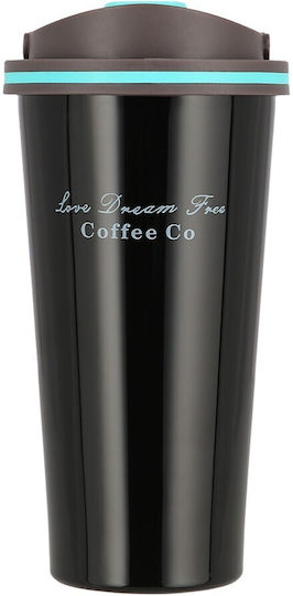 Nils NCB18 Glass Thermos Stainless Steel 500ml Black with Mouthpiece