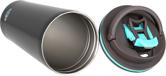 Nils NCB18 Glass Thermos Stainless Steel 500ml Black with Mouthpiece
