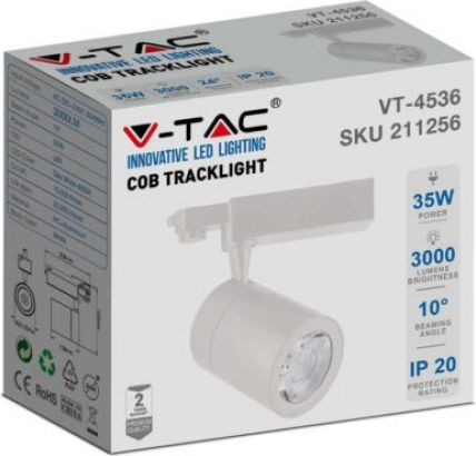 V-TAC Μονό LED Ψυχρό Λευκό Σποτ σε Λευκό Χρώμα