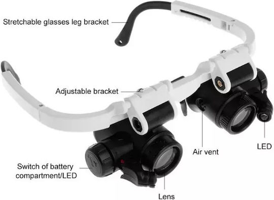 Safety Glasses with Magnification Tinted and LED Light 1pcs