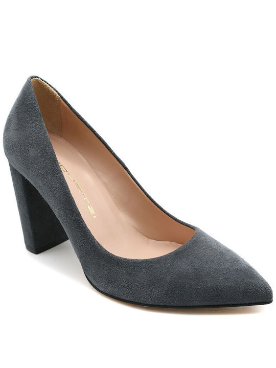 Mourtzi Suede Pointed Toe Gray Heels