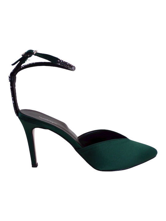 Alessandra Paggioti Stiletto Green High Heels with Strap