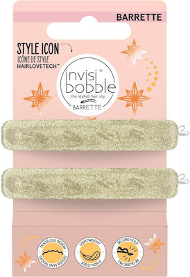 Invisibobble Set de Barete pentru Păr Barrette Time Shine Glitterally Bej 2buc