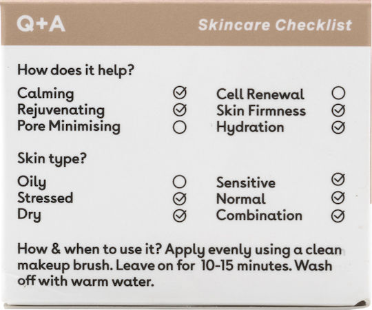 Q+A Natural Skincare Coco Oat Face Mask 50gr