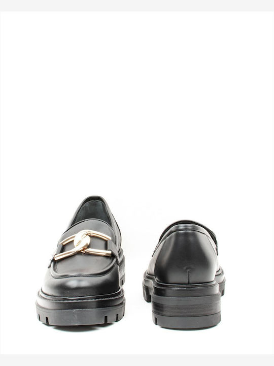 78539 Leder Damen Mokassins Black / Gold 2/78539