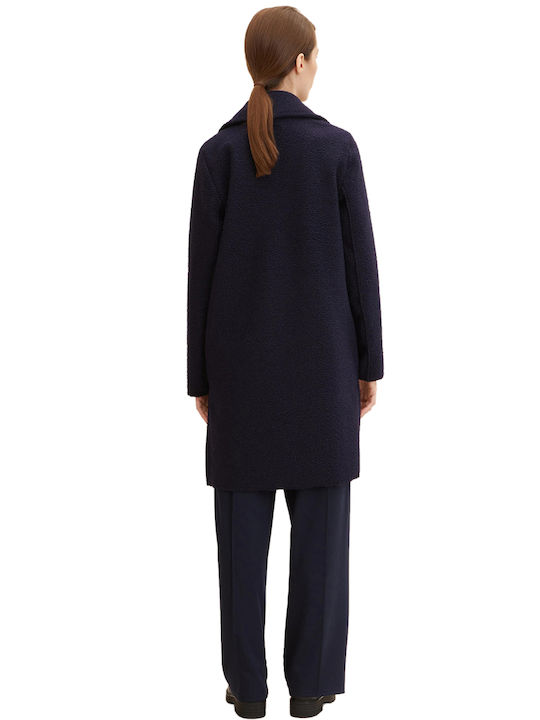 Tom Tailor Women's Curly Midi Coat with Buttons Navy Blue