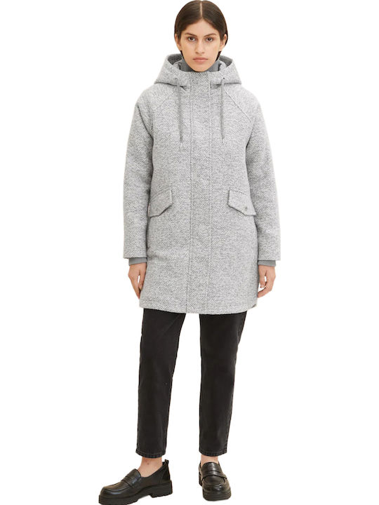 Women's Gray Peacoat with Hood