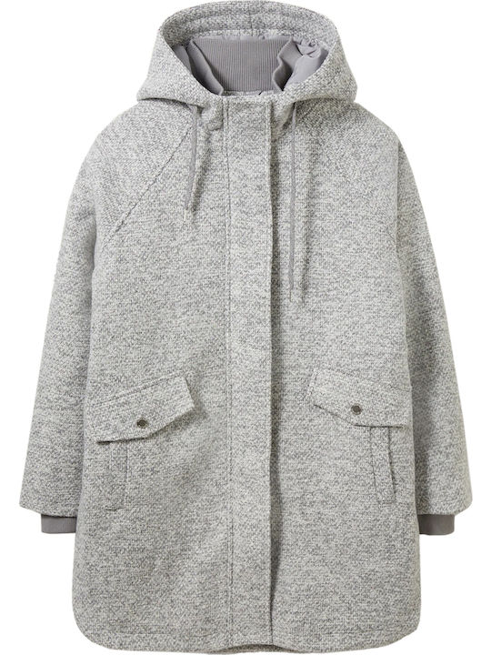 Women's Gray Peacoat with Hood