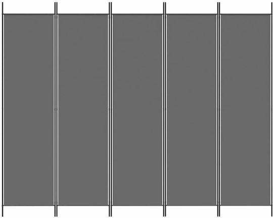 vidaXL Dekorativer Raumteiler Stoff mit 5 Paneelen Charcoal 250x200cm